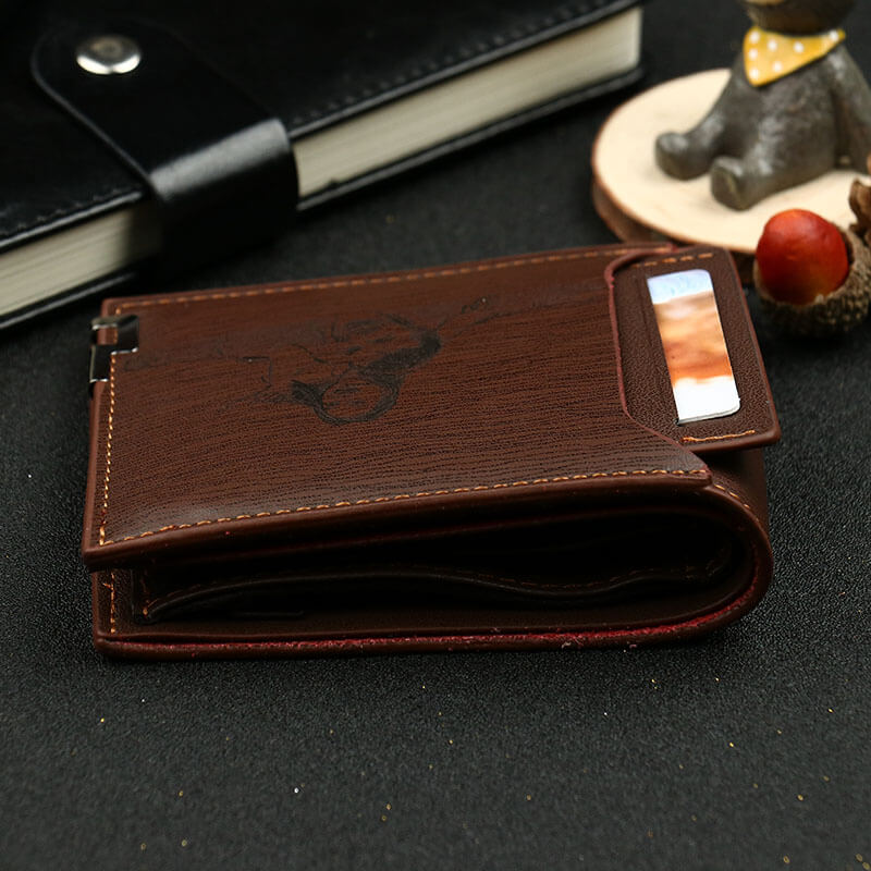 Customized horizontal iron edge men's wallet