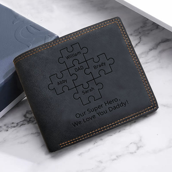 Custom soft leather puzzle wallet