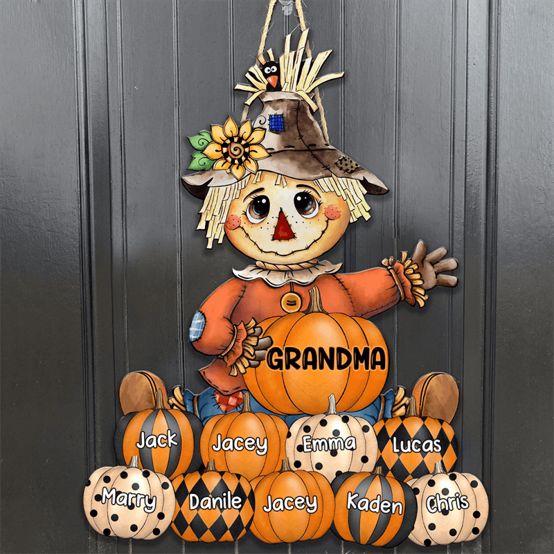 Personalized Fall Scarecrow Name Wooden Sign