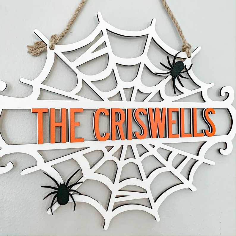 Personalized cobweb Halloween Sign