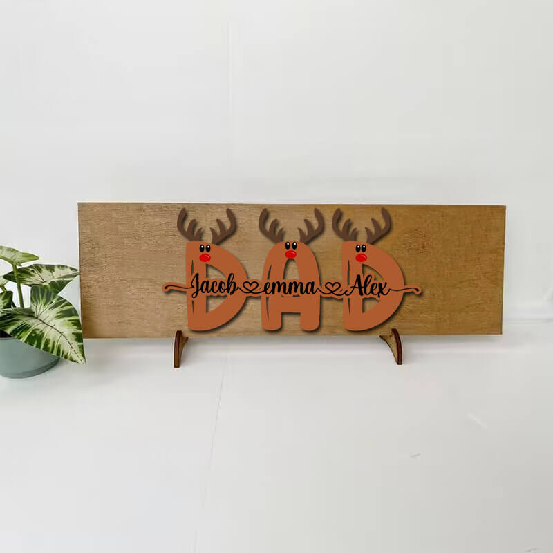 Personalized Reindeer Family Wooden Sign