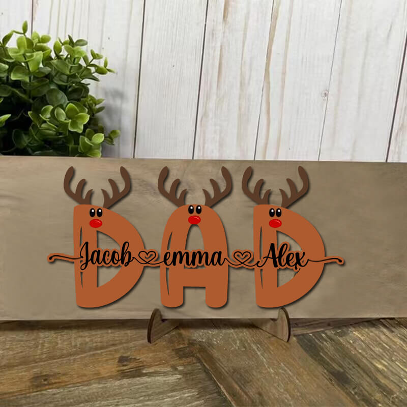 Personalized Reindeer Family Wooden Sign