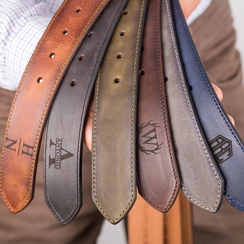 Custom engraved men's belts