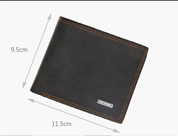 Double- Sided photo Vintage soft leather men's Trifold wallet black