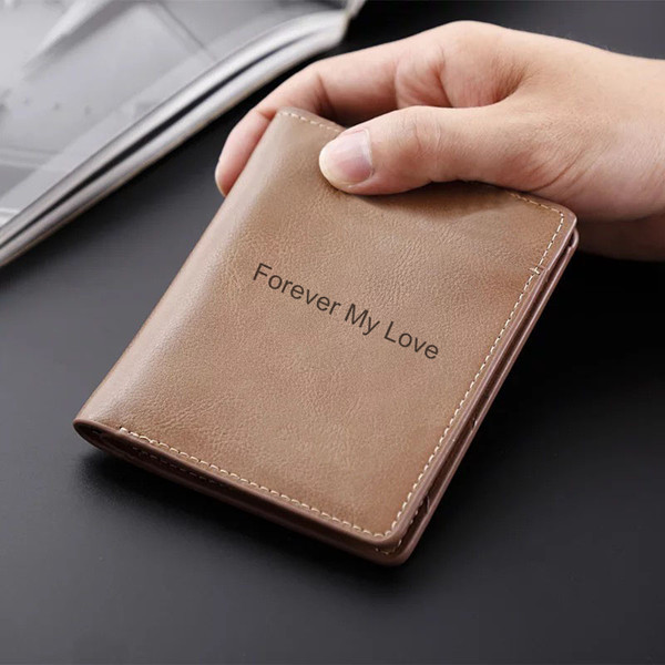 Personalized Retro Photo Leather Men's  Vertical Wallet