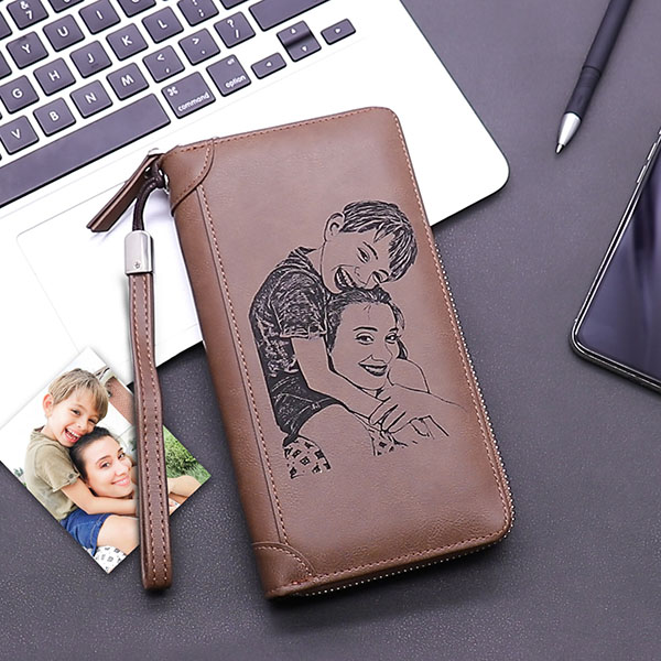Personalized Photo Women's Leather Brown Wallet