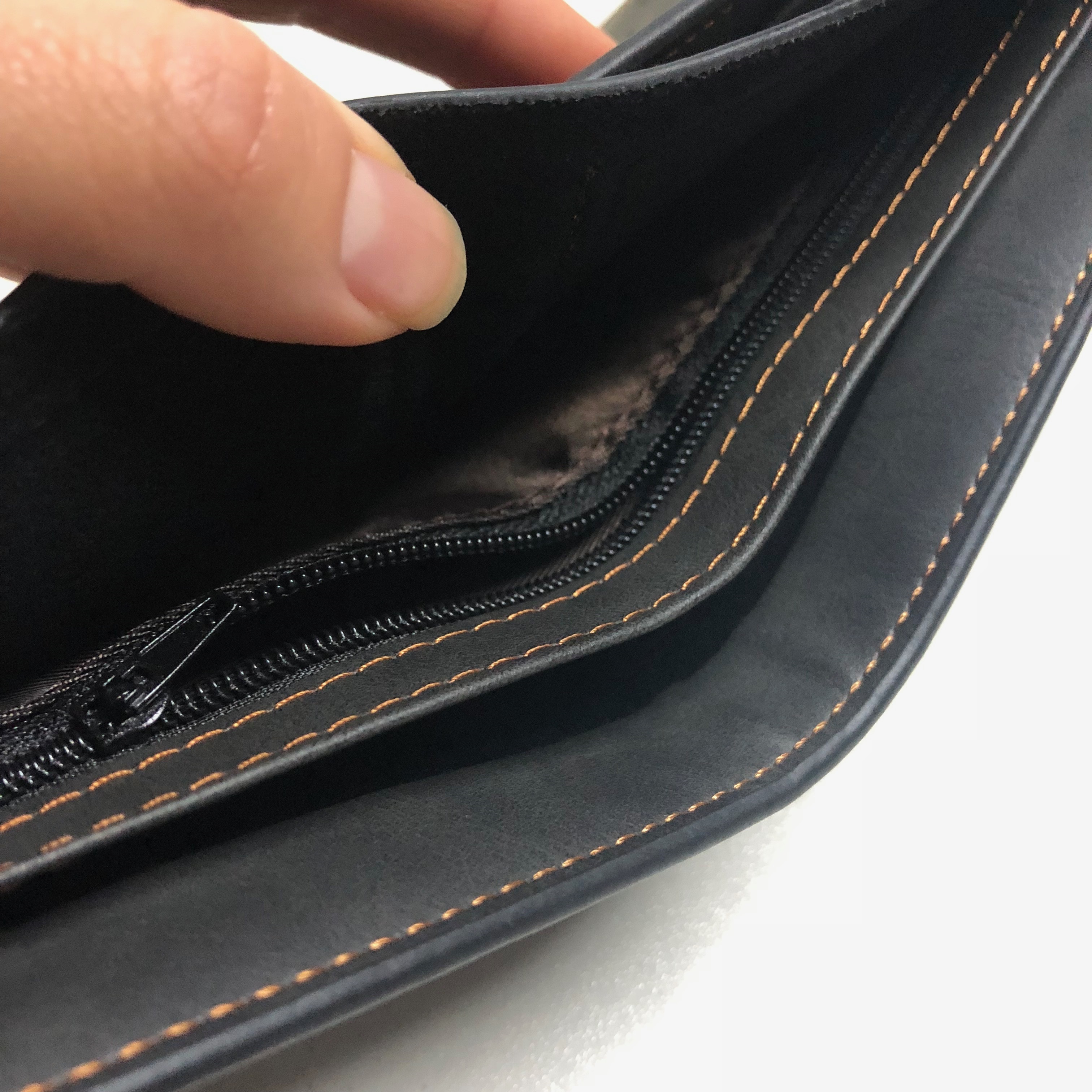 Vintage soft leather men's Trifold wallet black
