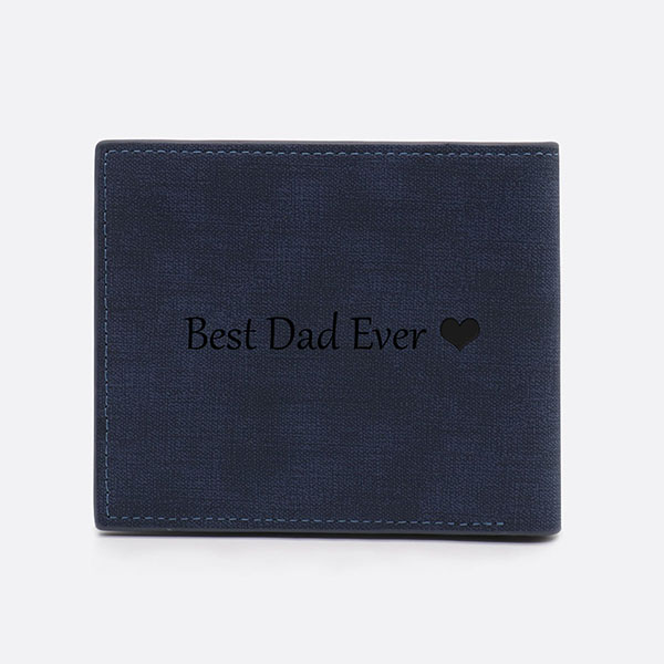 Personalized Photo Men's Wallet Blue with Name