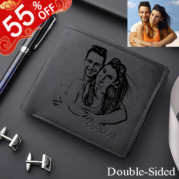 Personalized Double-Sided Photo Men's Flip Wallet Black
