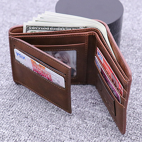 Personalized Double-Sided Photo Men's Short  Leather Wallet