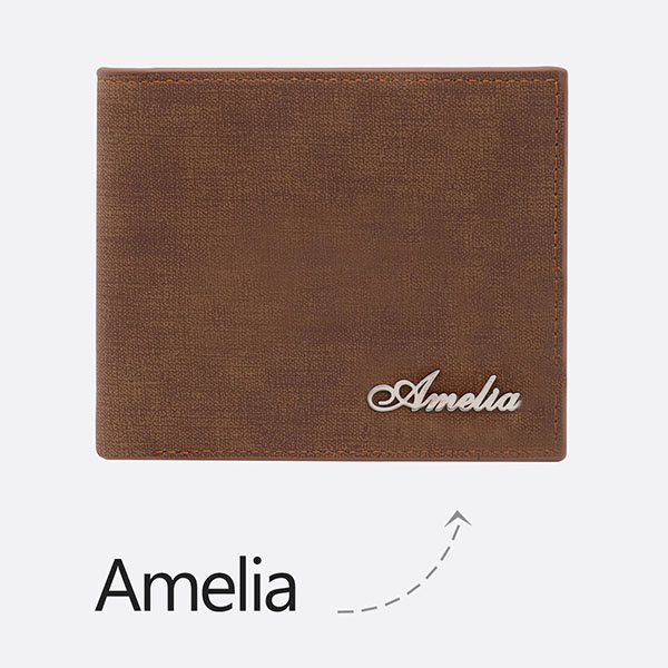 Personalized Name Men's Wallet Light Brown