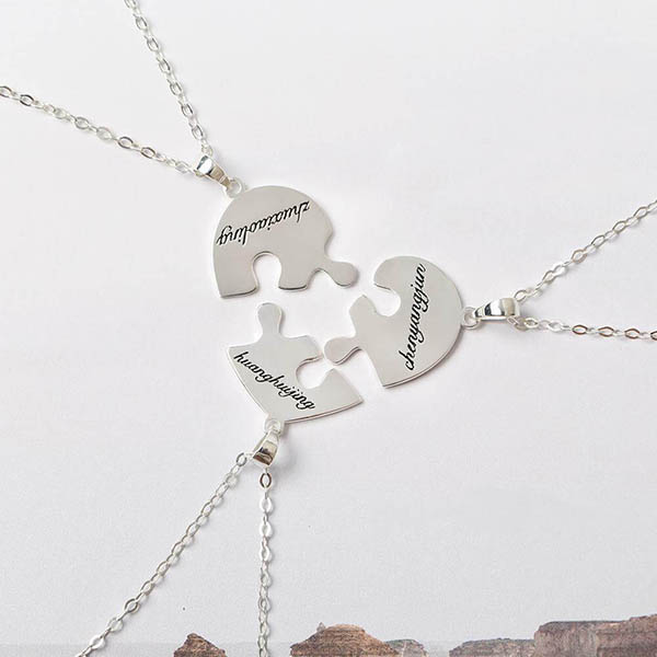Personalized puzzle up to 7 pieces necklace