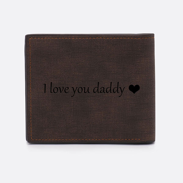 Personalized Photo Men's Wallet Dark Brown with Name