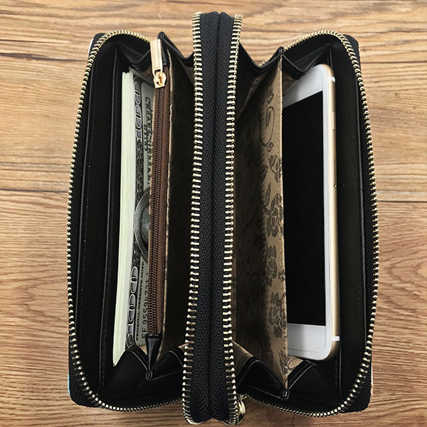 Double Zipper - Photo Genuine Leather Wallet