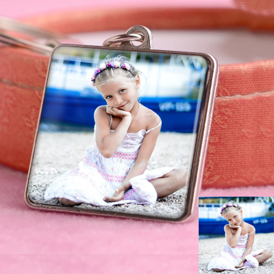 Double-Sided Photo Crystal  Keychain-Square Shape