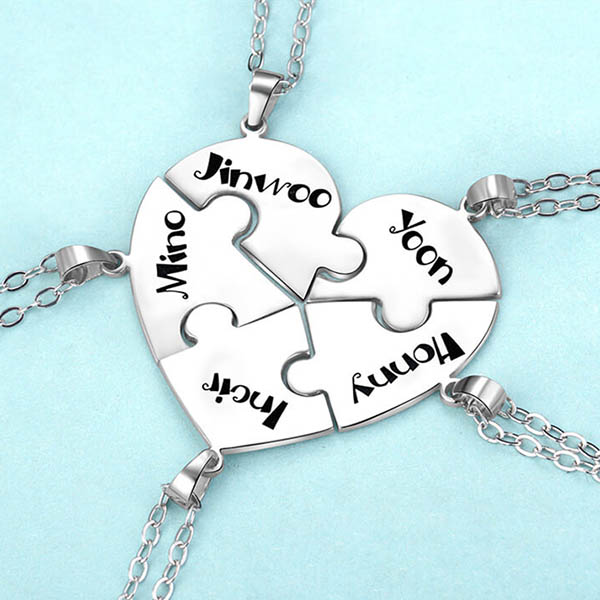 Personalized puzzle up to 7 pieces necklace