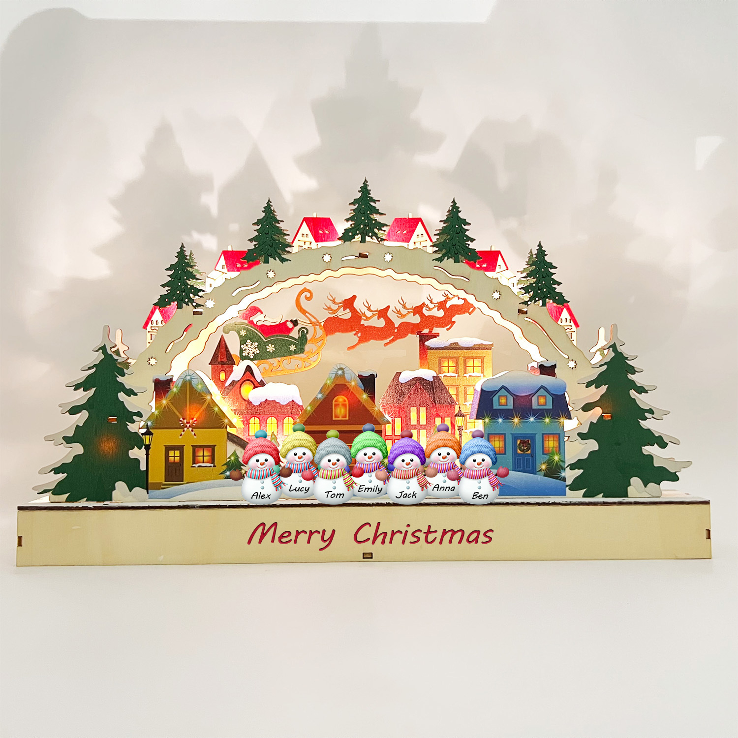 Personalized Home Snowman Cabin Lights
