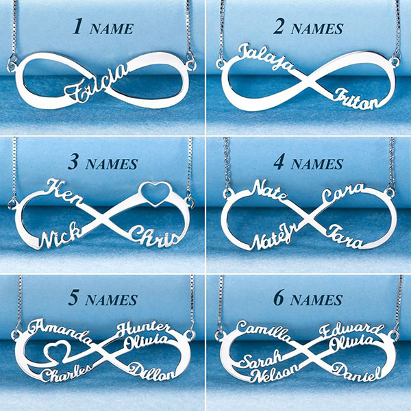 Personalized 1-6 style Infinity Name Necklace
