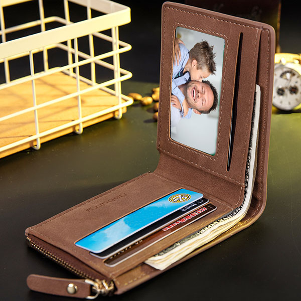 Customized Ultra Thin wallet with zipper coin pocket