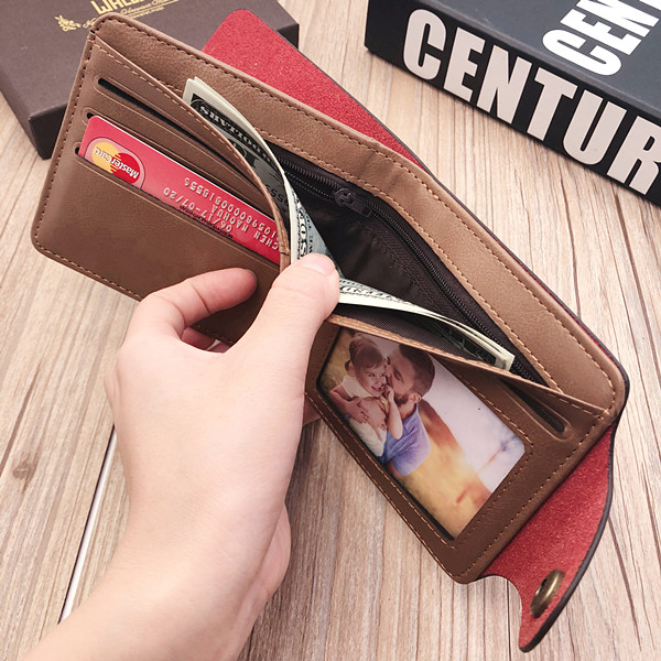 Personalized Double-Sided Photo Leather Men Zipper Short wallet