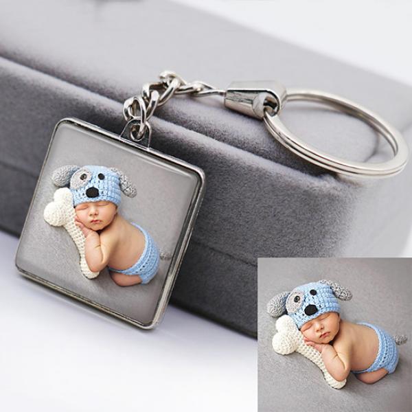 Double-Sided Photo Crystal  Keychain-Square Shape