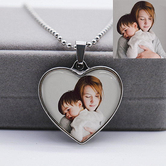 Personalized Double-Sided Photo Crystal Necklace