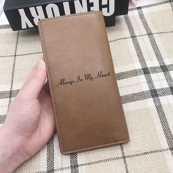 Personalized Photo Brown Long Leather Wallet