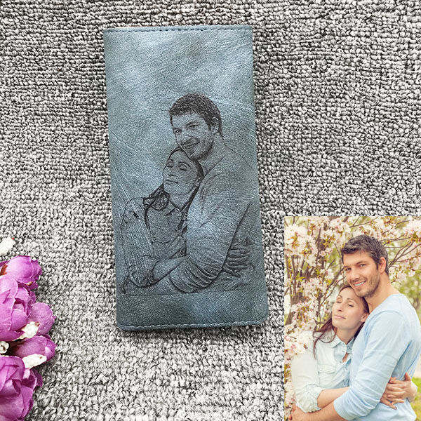 Personalized Photo Genuine Leather Portable Wallet
