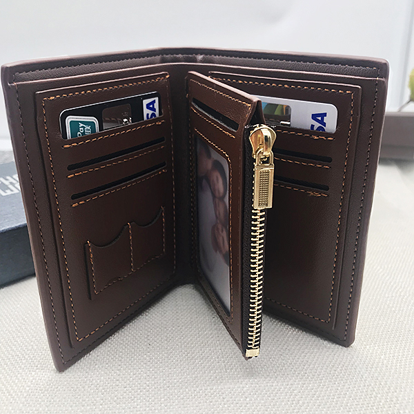 Double Sided Photo Trifold Vertical Wallet