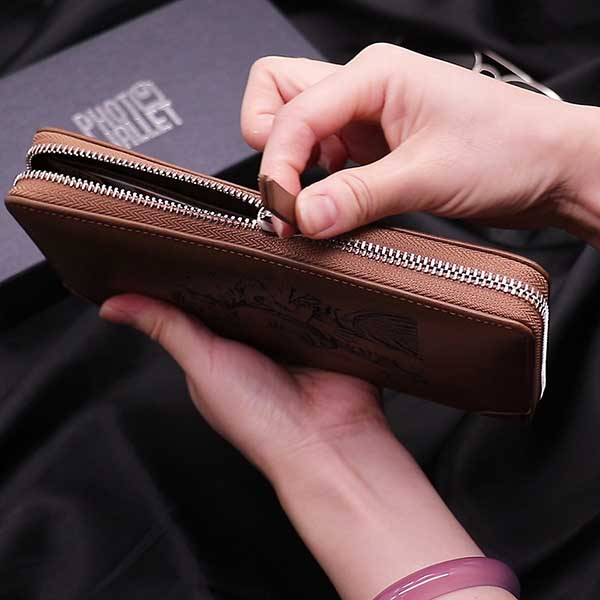 Personalized multi-function photo handbag genuine leather